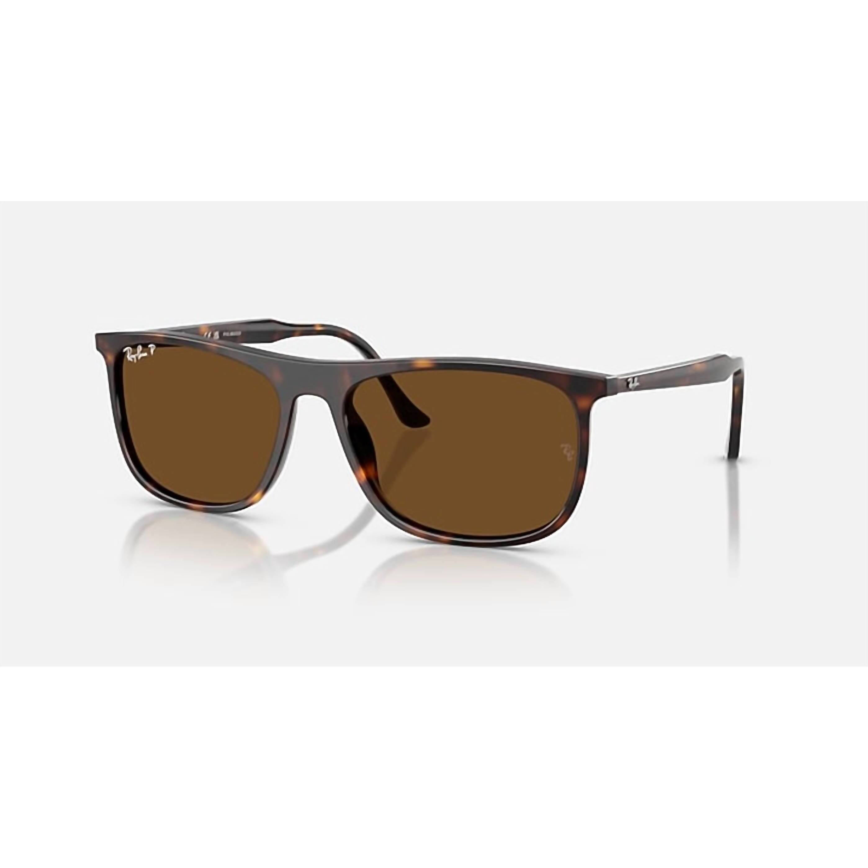 New Ray Ban Women's Rectangle Polished Havana Sunglasses In Brown Polar
